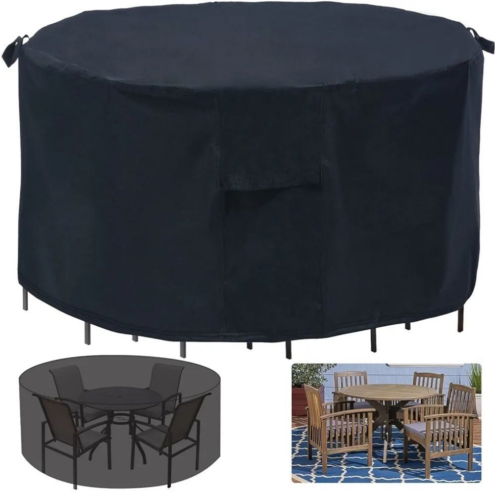 🩵NIB Black 62" Outdoor Round Patio Table Furniture Set Cover & Bag